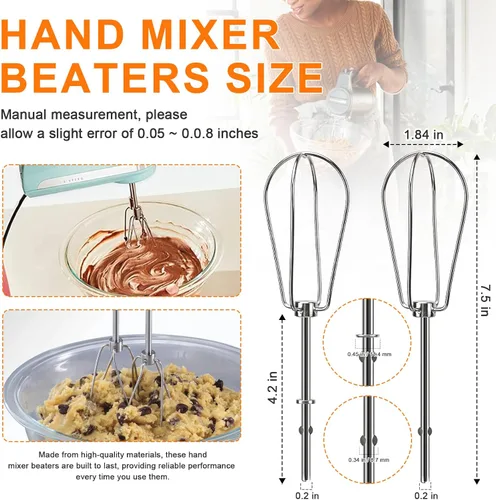 Vista 6 de Batidores de mano accesorios para batidor Kitchenaid, batidor, gancho de masa, varilla de mezcla, mezcladores de mano de acero inoxidable