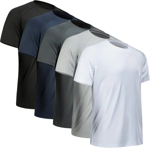 Vista 29 de Camisetas de entrenamiento para hombre, de manga corta, de secado rápido, atlético, gimnasio, activo, absorbe la humedad