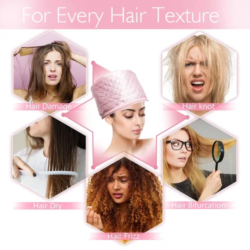 Vista 13 de Gorro térmico eléctrico de 110 V con 2 modos de control de temperatura para el cabello, spa, hogar, tratamiento térmico nutritivo para el cabello