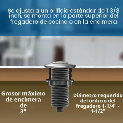 Vista 5 de InSinkErator STS00 interruptor de aire para fregadero o mesada con doble salida, incluye botón cromado y blanco, STS-00