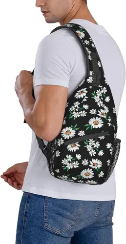 Vista 6 de Bolso bandolera para mujeres y hombres, mochila de viaje para senderismo, bolsa cruzada para el hombro, bolsa de pecho, casual, mochila deportiva