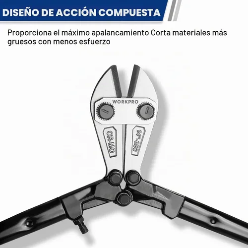 Vista 4 de WORKPRO Cortador de pernos de 14 pulgadas, mango de tres materiales con agarre cómodo, hoja de acero cromo molibdeno, para varillas, pernos