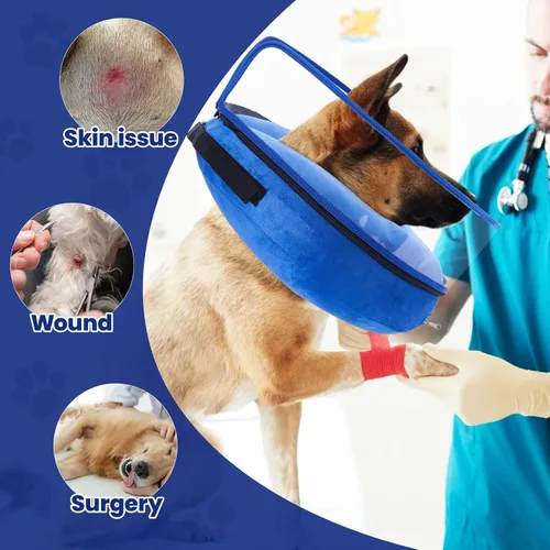 Vista 3 de BARKLESS Cono de perro, cono inflable para perro después de cirugía para razas pequeñas y medianas, collar de cirugía suave con escudo protector