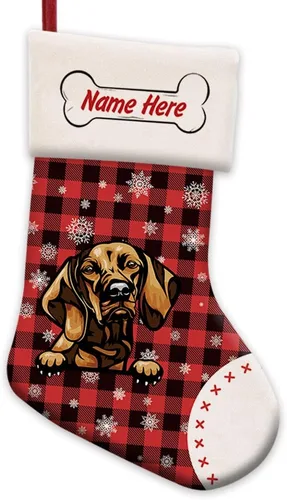 Vista 29 de Foto personalizada, Feliz Navidad, búfalo rojo, a cuadros, feliz perro, calcetín de Navidad, copo de nieve, decoración de vacaciones, calcetín