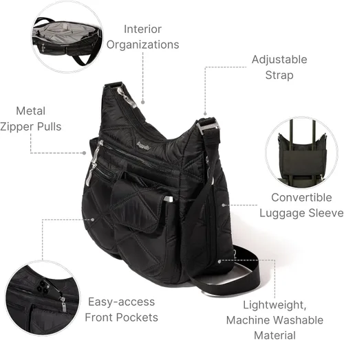 Vista 52 de Baggallini womens Everywhere Bagg Crossbody Women 11x9 Lightweight Nylon Hobo Water-resistant Travel Bag W/Rfid