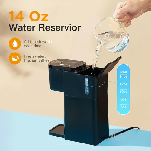 Vista 9 de Tastyle Mini Single Serve Hot and Iced Coffee Maker for K Cup and Ground Negro clásico