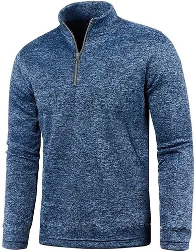 Vista 4 de Men's 14 Zip Top Lightweight Velvet Stand Collar Sweaters Slim Fit Long Sleeve Thin Pullover Tops Winter Clothes