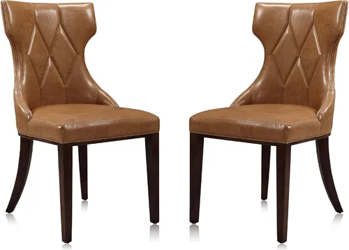 Vista 16 de Manhattan Comfort Reine MDining - Juego de 2, asientos tapizados con costuras de diamante, marco de madera de haya maciza, base de 4 patas, altura