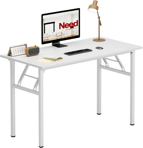 Vista 39 de Need - Escritorio plegable de 31 1/2" sin ensamblaje, mesa pequeña para computadora, escritorio robusto y resistente para espacios pequeños, marco