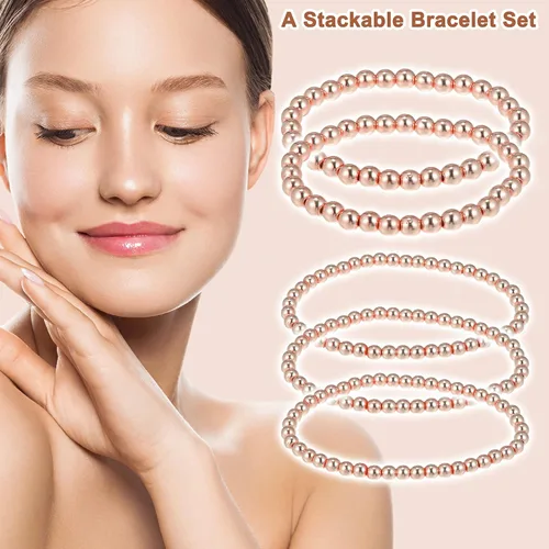 Vista 2 de VOCOSTE Pulsera de cuentas para mujer kit de pulsera elástica elástica apilable