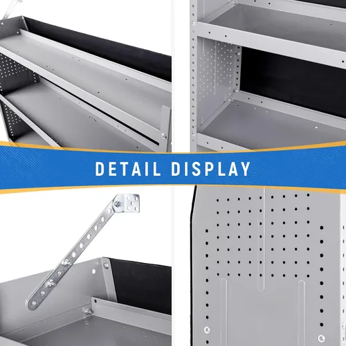 Vista 5 de AA Products SH-4605 (2) Sistema de almacenamiento de estanterías de techo bajo/medio/alto para furgonetas de techo bajo, medio y alto, compatible