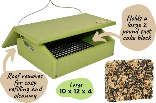 Vista 2 de DutchCrafters Comedero de plástico de poliéster al revés para pájaros, para colgar en el exterior, dos soportes para tartas de sebo para exteriores
