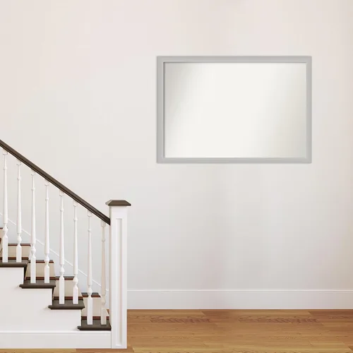 Vista 116 de Amanti Art Silver Bathroom Mirror for Over Sink, 26x35 Custom Made Marred Pewter Rectangle Vanity Mirror, Large Casual Wood Frame, Hangs Horizonally