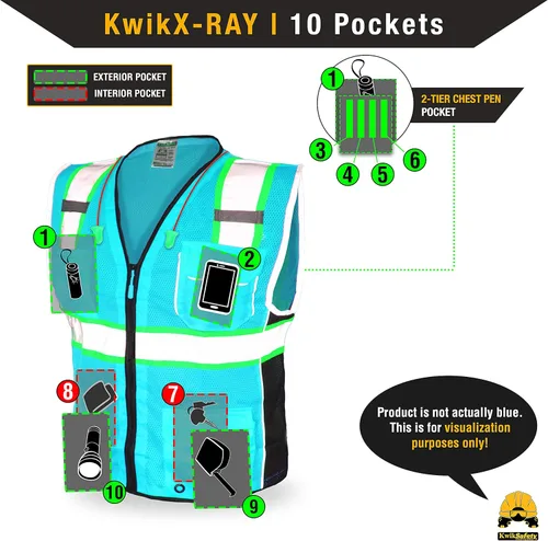 Vista 7 de KwikSafety CLASSIC & SUPREME Safety Vest Class 2 ANSI OSHA Hi Vis Vest