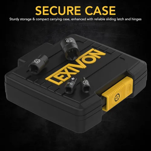 Vista 3 de LEXIVON E-TORX - Juego de dados de acero aleado al cromo vanadio, 13 piezas hembra Star Socket E4 - E20 Set Estuche de almacenamiento mejorado