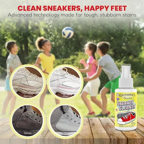 Vista 4 de Limpiador de tenis de Grandma's Secret - para goma, lona, cuero, aerosol removedor de manchas elimina la suciedad, mugre, hierba - Limpiador