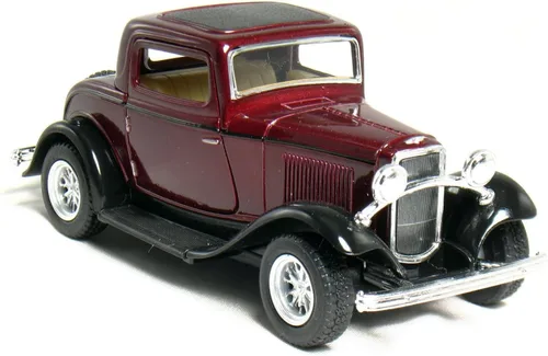 Vista 3 de KiNSMART 1932 Ford Coupé de 3 ventanas, escala 1:34, 5 pulgadas, modelo de metal fundido a presión, auto clásico (4 juegos)