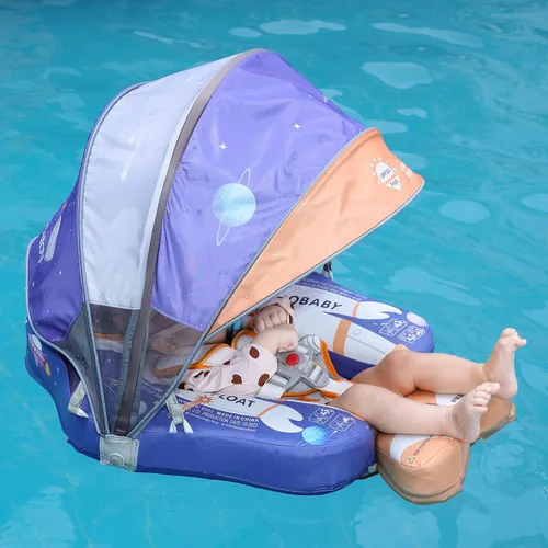 Vista 7 de Mambobaby Flotador Mejorado Añadir Cola Flotador para Bebé con Toldo para Anillo de Natación de Cintura Infantil Entrenador de Natación Flotadores