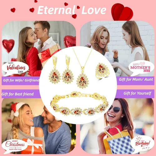 Vista 3 de ZCGJWE Fashion Jewelry Sets for Women GirlPlatinum PlatedGold PlatedRose Gold PlatedGun Black Plated Earrings Pendants Adjustable Rings Bracelets