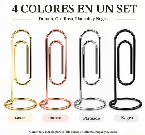 Vista 5 de Soporte para notas de escritorio, 4 piezas de clip de papel de escritorio jumbo, soporte para tarjetas de mesa, soporte de oficina, soporte de 4