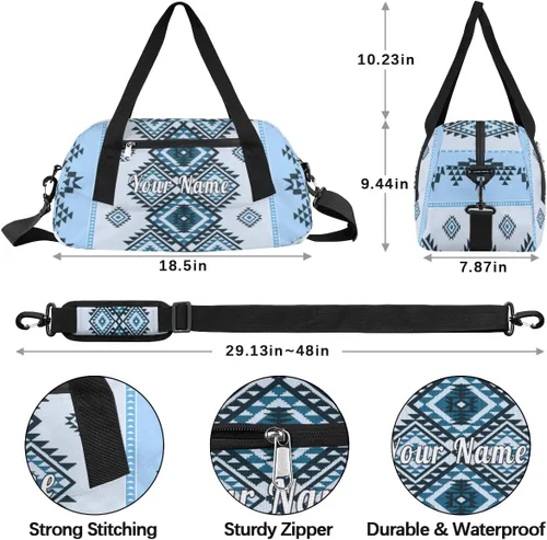 Vista 4 de Bolsa de lona personalizada para niños, diseño étnico de damasco, bolsa de gimnasio deportiva personalizada para niños y niñas, bolsas de viaje