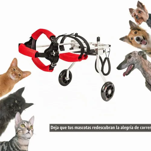 Vista 3 de Silla de ruedas ajustable para perros, sillas de ruedas ligeras para mascotas y perros para patas traseras ayudan a mascotas pequeñas
