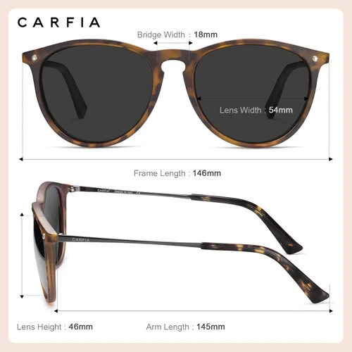 Vista 5 de CARFIA Gafas de sol vintage para mujer, polarizadas, protección UV, estilo clásico retro, CA5100