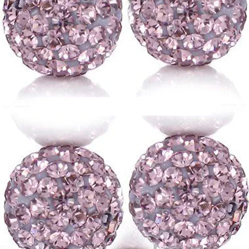 Vista 3 de RUBYCA Pave - Cuentas de arcilla de cristal checo para joyería Shamballa (20 unidades, 0.472 pulgadas, morado claro)
