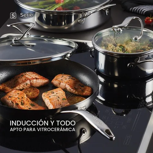 Vista 7 de Circulon Juego de sartén/sartén de acero inoxidable con tecnología SteelShield Hybrid inoxidable y antiadherente