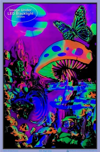 Vista 4 de Scorpio Posters Magic Valley - Póster de luz negra, flocado, 23 x 35 pulgadas