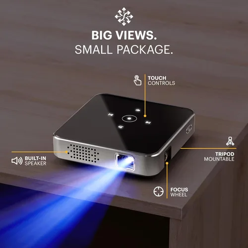 Vista 3 de KODAK - Ultra Mini Proyector Recargable de Bolsillo – Proyector DLP Pico Negro de 100” de visualización, HDMI/USB/Micro SD, altavoz incorporado