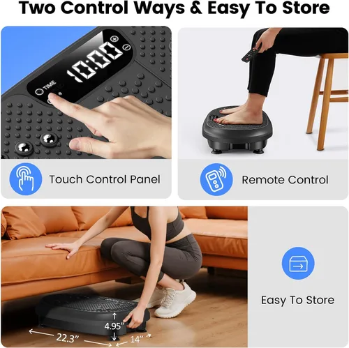 Vista 11 de Vibration Plate Exercise Machine, Vibrating Fitness Platform for Lymphatic Drainage, Full Body Shaker Workout Equipment, Bluetooth Power Shaping