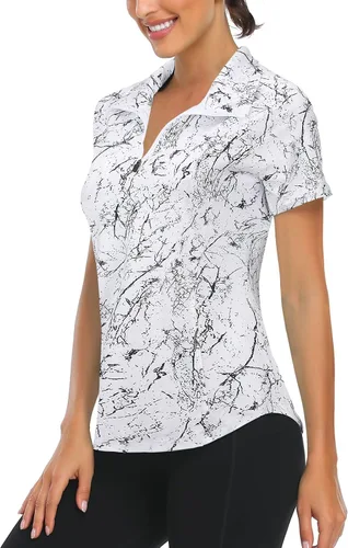 Vista 2 de LURANEE Camisas atléticas de manga corta que absorben la humedad para mujer