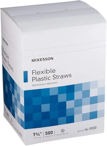 Vista 6 de McKesson Pajitas de plástico flexibles, envueltas individualmente, 7 3/4 pulgadas, 500