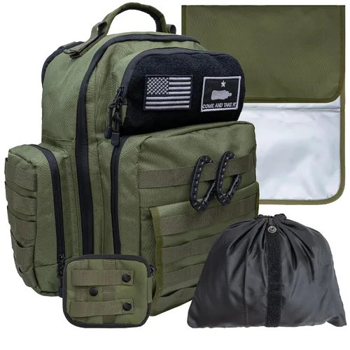 Vista 11 de Bolsa de pañales para papá, mochila militar estilo Molle, hecha de poliéster resistente 900D impermeable con correas extra largas más anchas, bolsa
