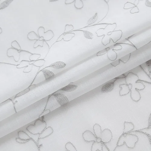 Vista 5 de Vision Home Cortinas traslúcidas blancas con estampado floral gris de 84 pulgadas, con patrón de hojas, cortinas traslúcidas para filtrar la luz