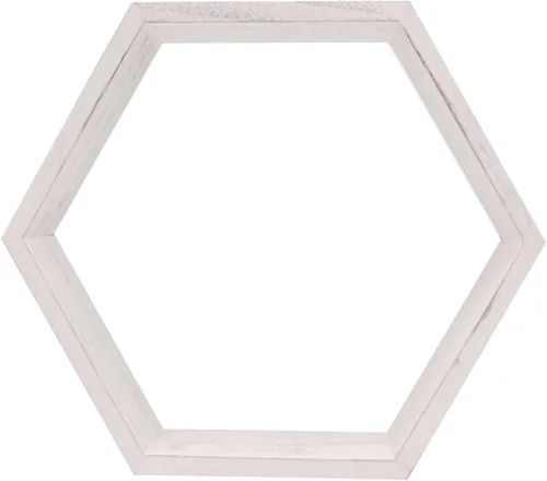 Vista 7 de Efavormart - Juego de 2 centros de mesa hexagonales de madera encalada de 9 pulgadas, terrario geométrico, estante de almacenamiento de panal