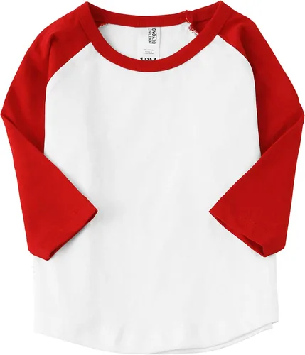 Vista 6 de Camiseta de béisbol Ma Croix para bebés y jóvenes de manga raglán 34 Slim Comfort Fit Jersey niños niños pequeños Tee