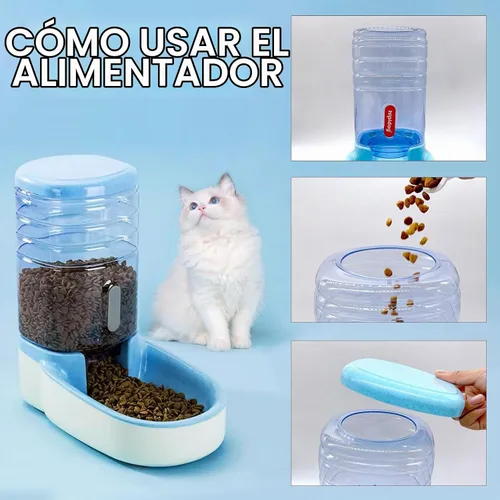 Vista 5 de kathson Comedero automático para gatos de 1 galón con gravedad, dispensador de comida para perros, gran capacidad, cuenco de comida para mascotas