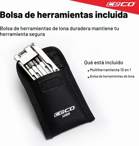 Vista 7 de CECO USA - Herramienta de bicicleta de 13 funciones con rompedor de cadena, multiherramienta para bicicleta, ultra delgada, tamaño de bolsillo