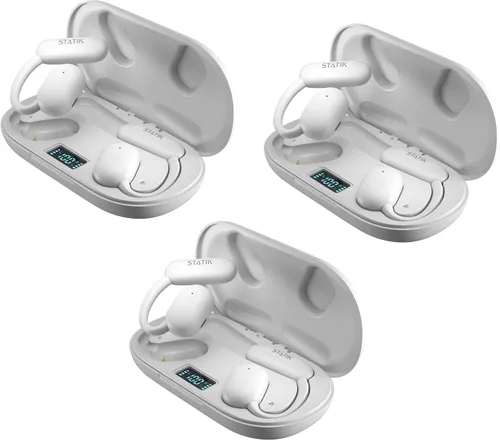Vista 10 de Statik Aktive - Auriculares Bluetooth de oreja abierta, inalámbricos, carga rápida y batería de larga duración de 10 horas, ajuste seguro cómodo