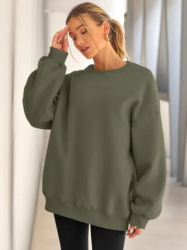 Vista 3 de EFAN - Sudaderas extragrandes para mujer, de vellón con capucha y cuello redondo, suéteres informales y cómodos, ropa de moda para invierno