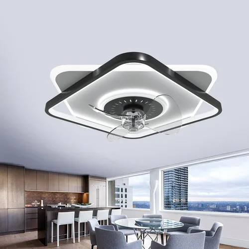 Vista 9 de FRIXCHUR Ventilador de techo de cristal dorado con luz y control remoto, lámpara de araña de 20 pulgadas 1-dorado