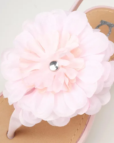 Vista 4 de bebe Sandalias para niña Sandalias con hebilla a presión para niños pequeños con flor de gasa Sandalias lindas para niñas (bebéniña pequeña)