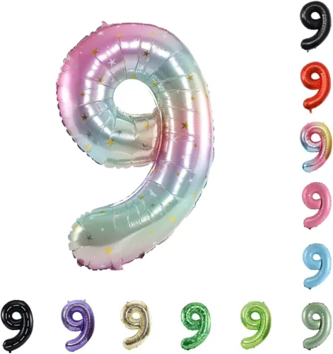 Vista 72 de Globo grande de helio con números 0-9 de 40 pulgadas para cumpleaños, bodas y fiestas (rojo, 9)