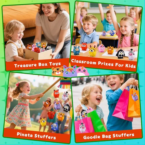 Vista 6 de ChildFun 12 piezas Recuerdos de fiesta para niños, juguetes de silicona de animales con ventosa, regalos de cumpleaños para niños y niñas, juguetes