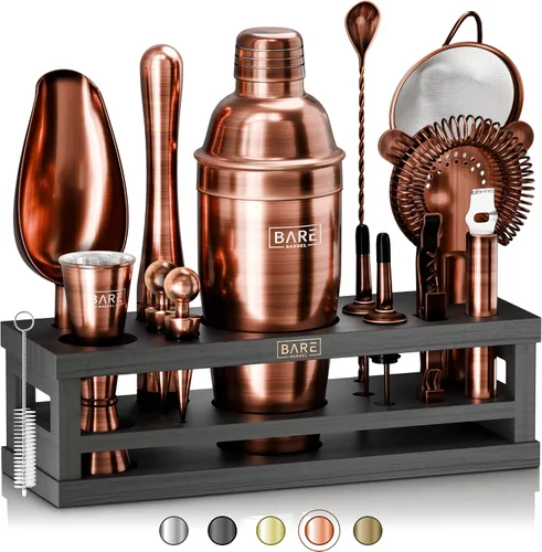 Vista 11 de BARE BARREL® Mixology Bartender Kit Bar Set Juego de coctelera de 16 piezas Herramientas de mezcla de Martini Barware para el hogar Incluye 35