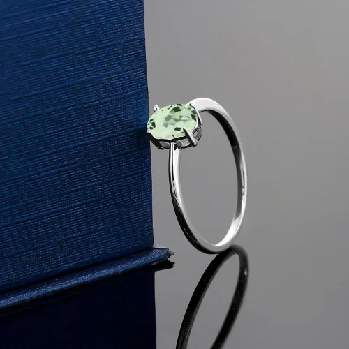 Vista 25 de Gem Stone King Anillo de compromiso solitario con piedra preciosa de oro blanco de 10 quilates, ovalado, 0.27 x 0.19 pulgadas, anillo de promesa