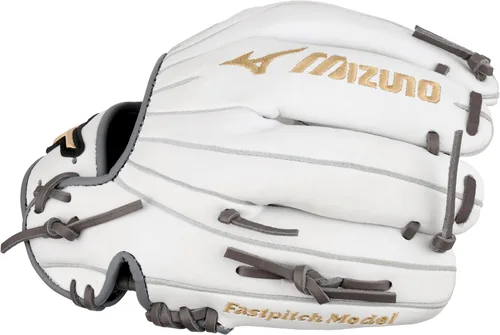 Vista 3 de Mizuno GMVP1150PF4W MVP Prime - Guante de sóftbol de lanzamiento rápido de 11.5 pulgadas, banda en T, lanzamiento a mano izquierda, blanco/gris