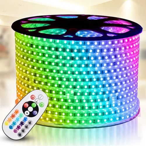 Vista 15 de Tira de luces LED de color blanco cálido, AC 110-120V, flexible/resistente al agua/función de múltiples modos/regulable, cuerda de luces LED SMD5050